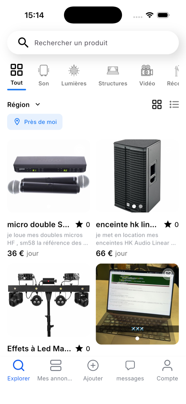 Rechercher du matériel près de chez vous